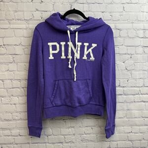 Victoria's Secret PINK Y2K Purple Logo Pullover Hoodie 2011 Soft Casual